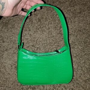 Bright Green Crocodile-Embossed Urban Outfitters Shoulder/Handbag
